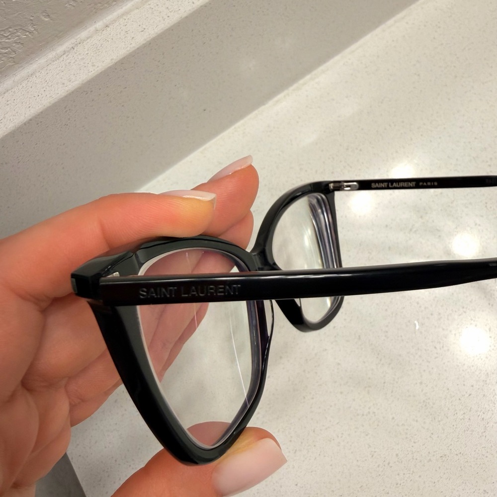 Saint Laurent Black Cat Eye Eyeglasses Frame YSL Designer RX Glasses - Picture 3 of 3